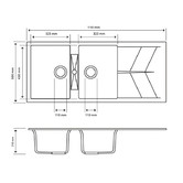Expert Homewares 1160mm Double Granite Composite Kitchen Sink with Drainer