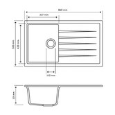Expert Homewares Carysil 860mm Single Granite Composite Kitchen Sink with Drainer