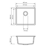 Expert Homewares Carysil 450mm Single White Granite Composite Kitchen Sink