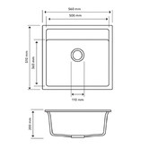 Expert Homewares Carysil 560mm Single White Granite Composite Kitchen Sink