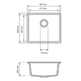 Expert Homewares Carysil 450mm Single White Granite Composite Kitchen Sink