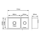 Expert Homewares Cleopatra 710mm Double Stainless Steel Kitchen Sink