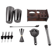 Expert Homewares 11 Piece Black Boston Stainless Steel Cocktail Shaker Set