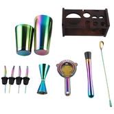 Expert Homewares 11 Piece Multi-Coloured Boston Stainless Steel Cocktail Shaker Set