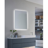 Expert Homewares Cargill Silver Rectangular LED Bathroom Mirror