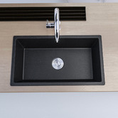 Expert Homewares Black W68 x D37cm Granite Single Kitchen Sink Bowl