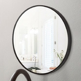 Expert Homewares Black Round Aluminium Wall Mirror with Brackets
