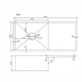 Expert Homewares Deso 960mm Single Kitchen Sink with Drainer