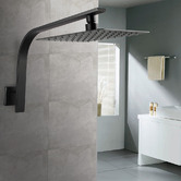 Expert Homewares Andon 200mm Matte Black Square Gooseneck Shower Arm &amp; Head