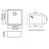 Expert Homewares 420mm Single Granite Kitchen Sink