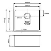 Expert Homewares Melotte 440mm Silver Stainless Steel Kitchen Sink