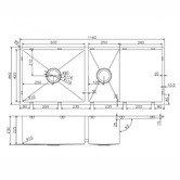 Expert Homewares Melotte 1160mm 1 &amp; &frac12; Stainless Steel Kitchen Sink with Drainer