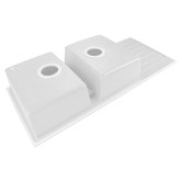 Expert Homewares 1160mm Double White Granite Kitchen Sink with Drainer