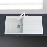 Expert Homewares Granite Single Kitchen Sink Bowl with Drainboard