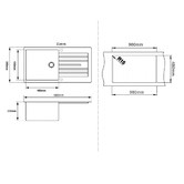 Expert Homewares Chenal 1000mm Single Kitchen Sink with Drainer