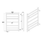 Expert Homewares Solander 600 x 800mm Stainless Steel 7 Bar Heated Towel Rail