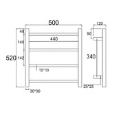 Expert Homewares Square 500 x 520mm Stainless Steel Heated Towel Rail