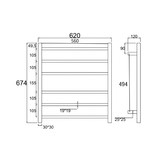 Expert Homewares Ottimo Square 620 x 674mm 6 Bar Plush Heated Towel Rail