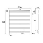 Expert Homewares Reese 600 x 620mm Round Heated Towel Rail