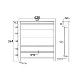 Expert Homewares Ottimo Square 620 x 674mm 6 Bar Plush Heated Towel Rail