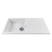 Expert Homewares Chenal 1000mm Single White Granite Composite Kitchen Sink with Drainer