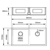 Expert Homewares Pinebee 860mm Double Stainless Steel Kitchen Sink