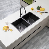 Expert Homewares Tephra 820mm Double Stainless Steel Kitchen Sink &amp; Accessories Package