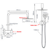 Expert Homewares Euro 250mm 4 Function Short Twin Shower