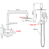 Expert Homewares Colby Stainless Steel Short Twin Shower