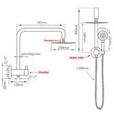 Expert Homewares Euro 250mm 4 Function Short Twin Shower