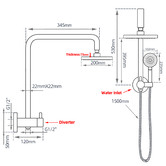 Expert Homewares Euro Chrome Short Twin Shower
