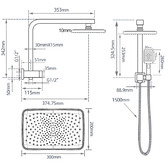 Expert Homewares Ottimo Rectangular 300mm Short Twin Shower Mixer Set