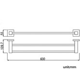 Expert Homewares Nero 600mm Black Stainless Steel Double Rail Towel Rail