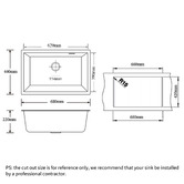 Expert Homewares 620mm Single Granite Composite Kitchen Sink