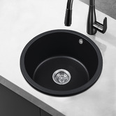 Expert Homewares 460mm Single Black Granite Kitchen Sink