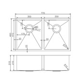 Expert Homewares Melotte 7700mm Double Stainless Steel Kitchen Sink