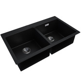 Expert Homewares 830mm Double Black Granite Kitchen Sink