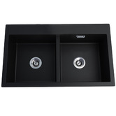 Expert Homewares 830mm Double Black Granite Kitchen Sink