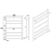 Expert Homewares Solander 600 x 800mm Stainless Steel 7 Bar Heated Towel Rail