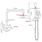 Expert Homewares Colby Stainless Steel Short Twin Shower