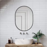 Expert Homewares Black Superia Oval Stainless Steel Wall Mirror