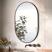 Expert Homewares Black Superia Oval Stainless Steel Wall Mirror