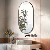 Expert Homewares Black Superia Oval Stainless Steel Wall Mirror