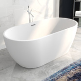 Expert Homewares Austin Oval Acrylic Freestanding Bath with Overflow