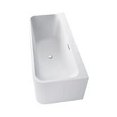 Expert Homewares Eugene Rectangle Acrylic Back to Wall Bath with Overflow