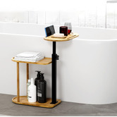 Expert Homewares Willie Bamboo &amp; Steel Adjustable Side Table
