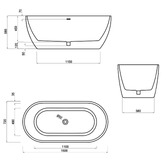 Expert Homewares Austin Oval Acrylic Freestanding Bath with Overflow