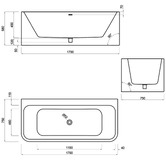 Expert Homewares Eugene Rectangle Acrylic Back to Wall Bath with Overflow