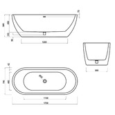 Expert Homewares Austin Oval Acrylic Freestanding Bath with Overflow