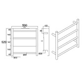 Expert Homewares Solander 500 x 520mm 4 Bar Heated Towel Rail